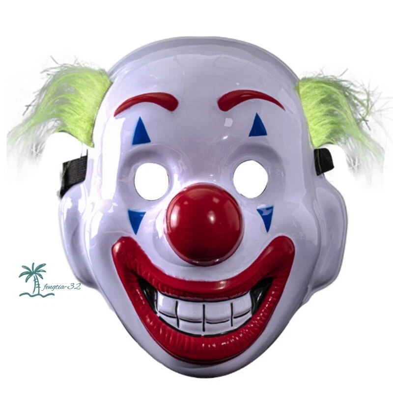 Green Hair Joker Mask Party Terror Movie Props PVC Plastic Halloween Performance - Image 3 of 4