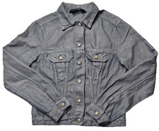 VTG BILLY BLUES Women Medium Silver Blue Button Denim Trucker Jacket Made In USA