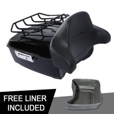 King Pack Trunk Backrest w/ Top Rack Fit For Harley Tour Pak Road Glide 14-23