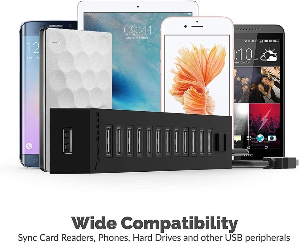 Sabrent 13 Port High Speed USB 2.0 Hub with Power Adapter and 2 Control Switches - Image 4 of 4