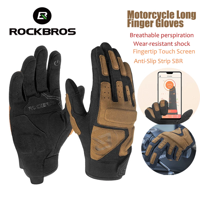 ROCKBROS Guantes de Ciclismo para Motocicleta Guantes de Pantalla Táctil a Prueba de Golpes Hombres Dedo Completo Foto 2 de 4