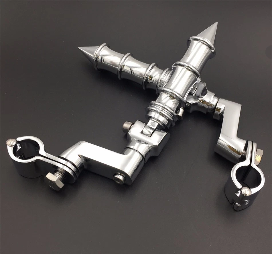 Chrome Bamboo 1" 25mm Foot Peg Clamp For Honda GoldWing VTX1300 Shadow Valkyrie - Image 4 of 4