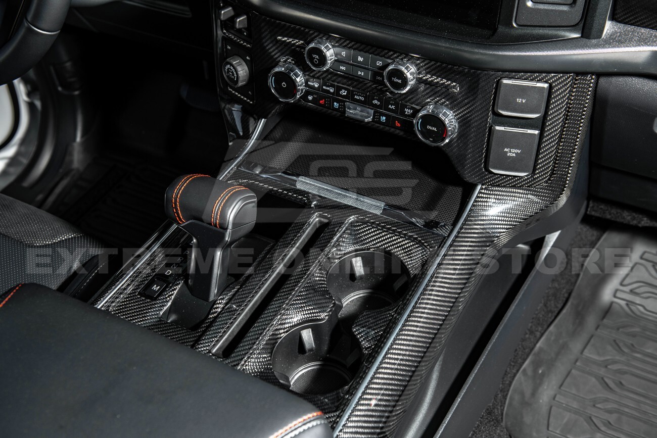 For 21-Up Ford F-150 CARBON FIBER Interior Center Console Side Panel Trim Cover