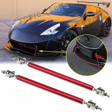 Red Adjustable Front Bumper Lip Splitter Strut Rod Tie Support Bar For Universal