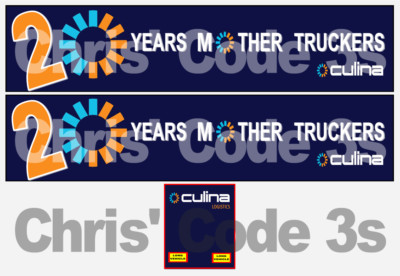Code 3 selbstklebendes Vinyl Anhänger Aufkleber - Culina Group 20 Jahre - 1/50 1/76 1/148