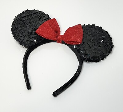 DISNEY - Classic Black Sequin Minnie Mouse Ears Headband Minnie Mouse Disney Classic Ears Headband - Minnie Mouse  main image 4