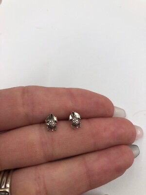 Stunning Small STERLING SILVER Turtle STUD EARRINGS#E416