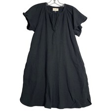 Universal Thread Gauzy Cotton Flutter Sleeve Midi Dress Womens XS Black Boho