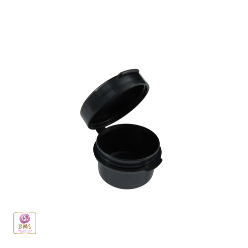 Cosmetic Hinged Jars 5 Gram Empty Plastic Beauty Containers Pot Black (5) 5092