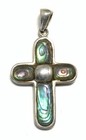 Sterling Silver 925 Abalone Cross Pendant IF38