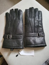 Harssidanzar Men's Winter Leather Gloves Deerskin Gloves Soft Sheepskin Sz S