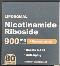 Liposomal Nicotinamide Riboside + Resveratrol 900 mg. 80 Capsules Boosts NAD+