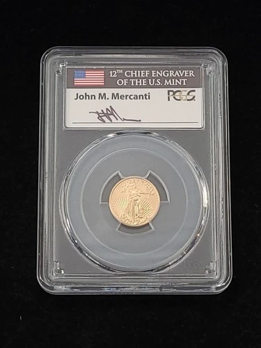 2018 $5 Gold Eagle Signed by John Mercanti PCGS Graded MS70 First Day of Issue