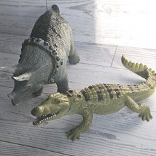 Vintage 1988 Safari Ltd. Dinosaur Triceratops, Crocodile 1996 Figure Toy