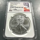 2019(W) Silver Eagle NGC MS70, MERCANTI Hand Signed, First Day of Issue (88314)