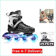 Safety-Focused Adjustable Inline Skates for Kids and Adults - 8 Light Up Wheels