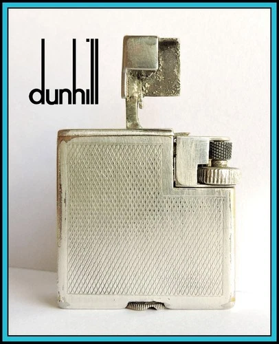 Vintage 1938 DUNHILL SQUARE BOY Mini Petrol LIGHTER Silver Plated  - WORKING