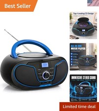 Portable CD Boombox Bluetooth 5.3, FM Radio, USB/AUX/3.5mm Earphone Jack, AC/...