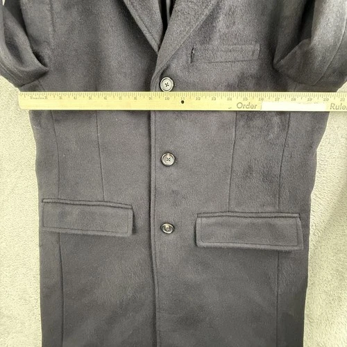 Peter Manning Coat Mens 2XL Black Wool Cashmere Overcoat Lined Classic image 12