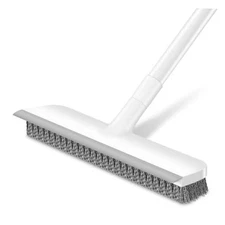  Floor Scrub Brush with 48-Inch Long Adjustable Handle 2 in 1 Scrape All White