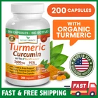 200 CAPSULES ✅ ORGANIC TURMERIC CURCUMIN & BIOPERINE BLACK PEPPER | 2600MG