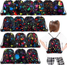 32Pcs Glow Drawstring Bags Neon Birthday Party Treat Bags 11.8x9.8in Favors Sets