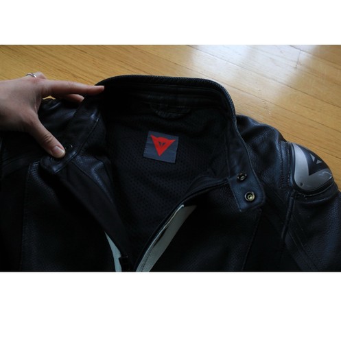 Dainese Motorcycle Jacket Black Leather Zip Up Large Logo, Tagged Size EU50 - Picture 4 of 11