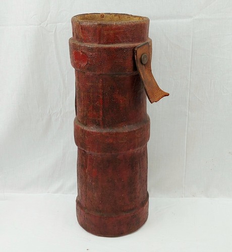 Tall Leather Covered Cartridge Or Cordite Carrier With Royal Coat Of Arms - Picture 6 of 9