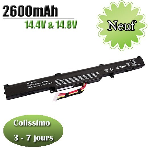 Batterie pour Asus R510D R751J et P750L - Pièce de rechange lithium-ion 2600mAh noire