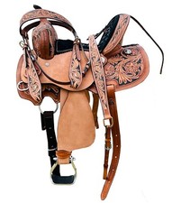 Western Horse Saddle Barrel Racing Cowhide Leather Equestrian Tack Set 10" - 18"