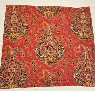Pottery Barn Pillow Sham Euro Red Blue Green Yellow Paisley Beautiful