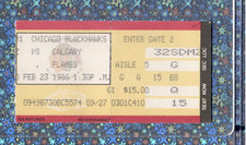 Al Secord G#204 Ticket 2-23-1986 Flames Hawks Troy Murray G#87 Wayne Presley 👊