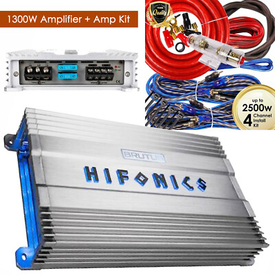 Hifonics BG-1300.1D 1300 Watts BRUTUS Mono Subwoofer Car Audio Amplifier + Kit