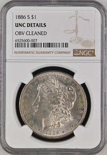 1886-S Morgan $1 NGC UNC Details OBV Cleaned A GEM !!