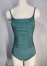 Nwt Cupshe One Piece Slimming  Sculpt Swimsuit Ruched Scoop Neck - Green Xs