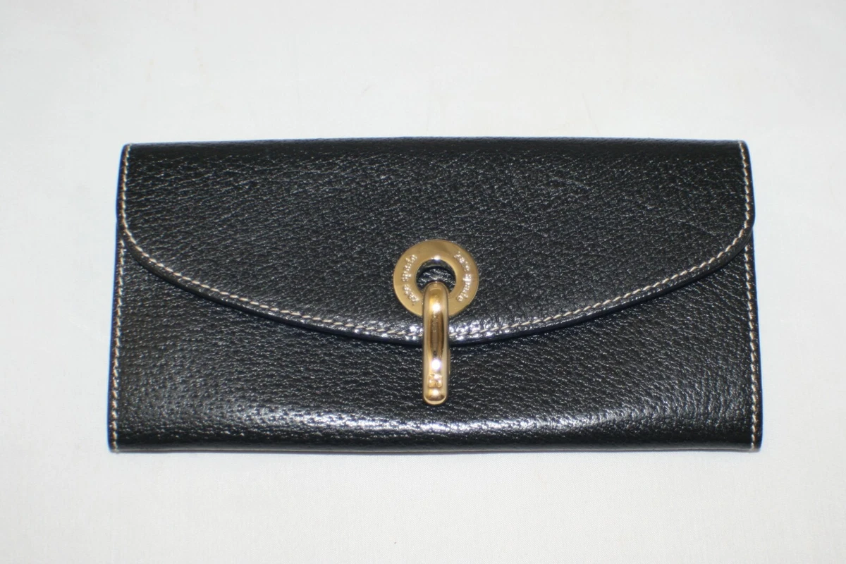 Kate Spade Authentic Black Leather Envelope Wallet Striped Inside Clip ~  NWOT | eBay