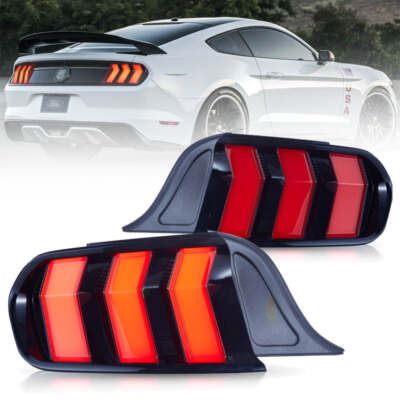 VLAND Pair Red LED Tail Lights w/5Modes Turn signal For 2015-2023 Ford Mustang