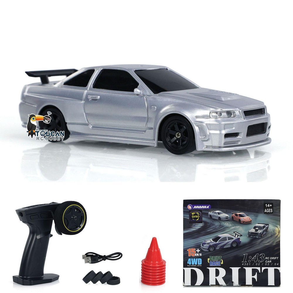 1:43 Scale Ready to Run RTR Race Car Gyro Drift Car 4WD Traffic Cones Mini Toy