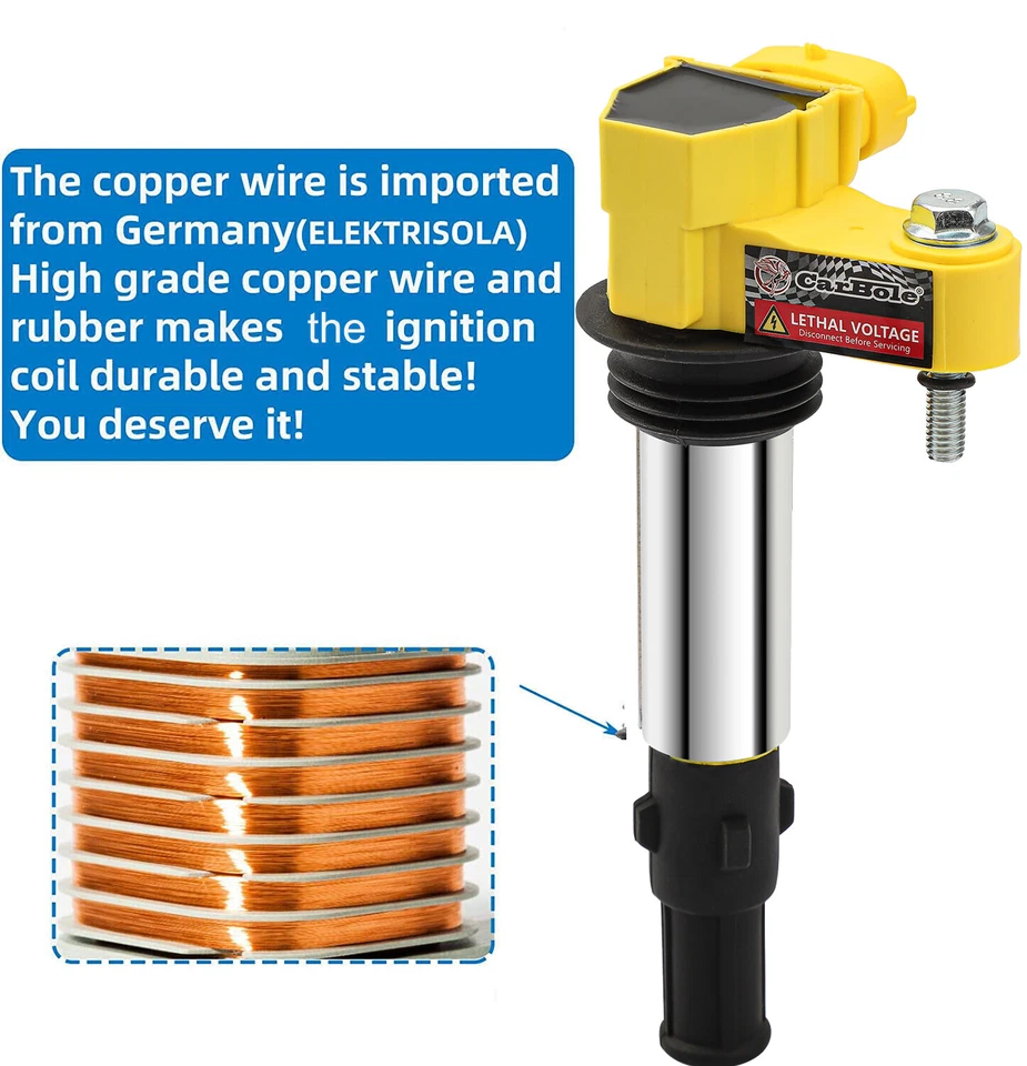 6 Ignition Coil +Spark Plug Pack For Cadillac CTS STS SRX Buick GMC Acadia UF375 - Image 2 of 4