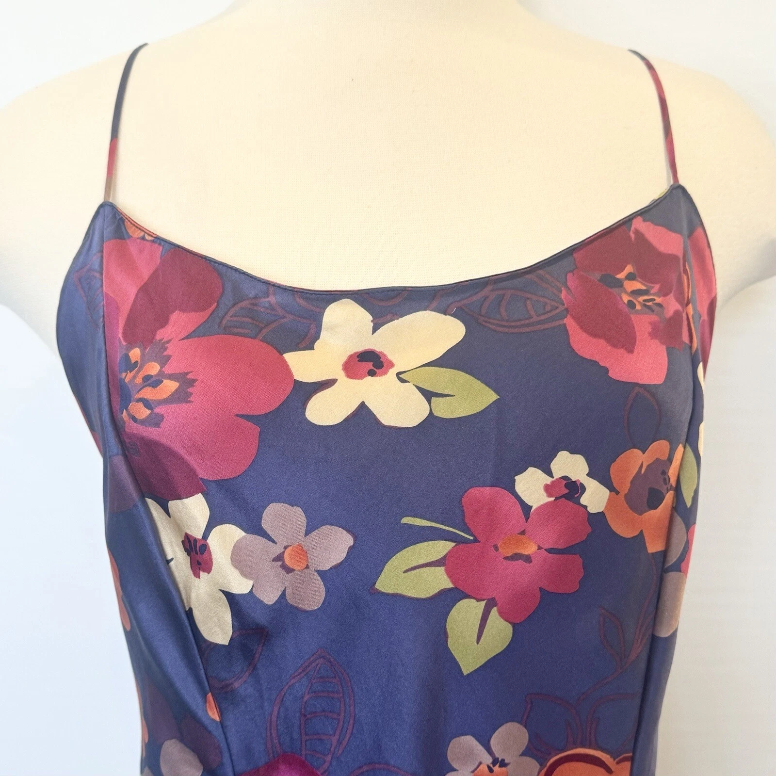 UNDERCOVER Camicia slip abito Y2K Victoria's Secret seta pervinca blu stampa floreale L
