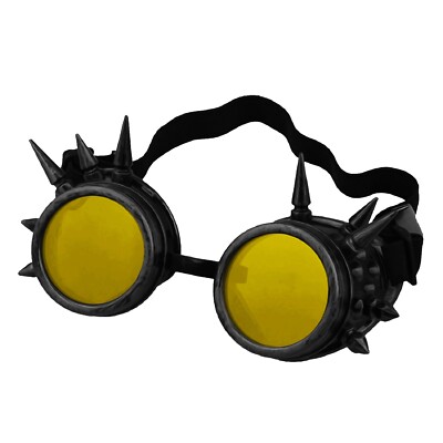 Steampunk Brille schwarz mit gelben Gläsern Spike Cyber Vintage Retro Brille UK