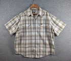 CARHARTT Men's Check Plaid Short Sleeve Cotton Western Snap Button Shirt - XL