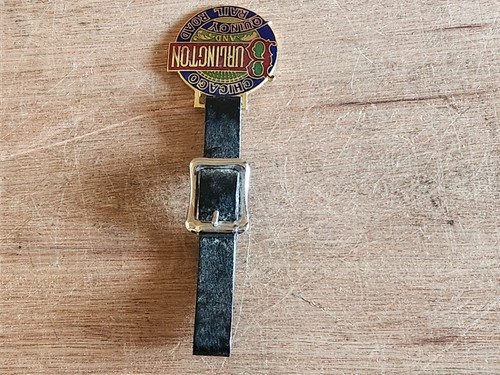 Chicago Burlington Quincy Railroad Pocket Watch FOB Train Advertising Vtg Strap - Picture 11 of 24
