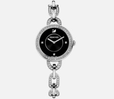 Swarovski 1094377 Aila 30mm Black Crystal SS Watch Gently Used No Box