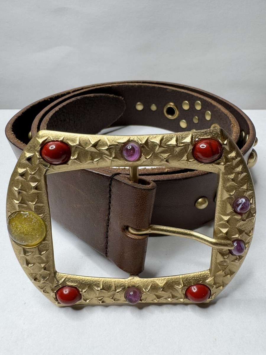 小物 DOLCE&GABBANA BROWN STUDS LEATHER BELT Dolce&Gabbana