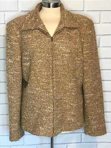 Emma James (Liz Claiborne) Size 16 beige/cream jacket with zipper, acrylic/wool - Picture 2 of 7