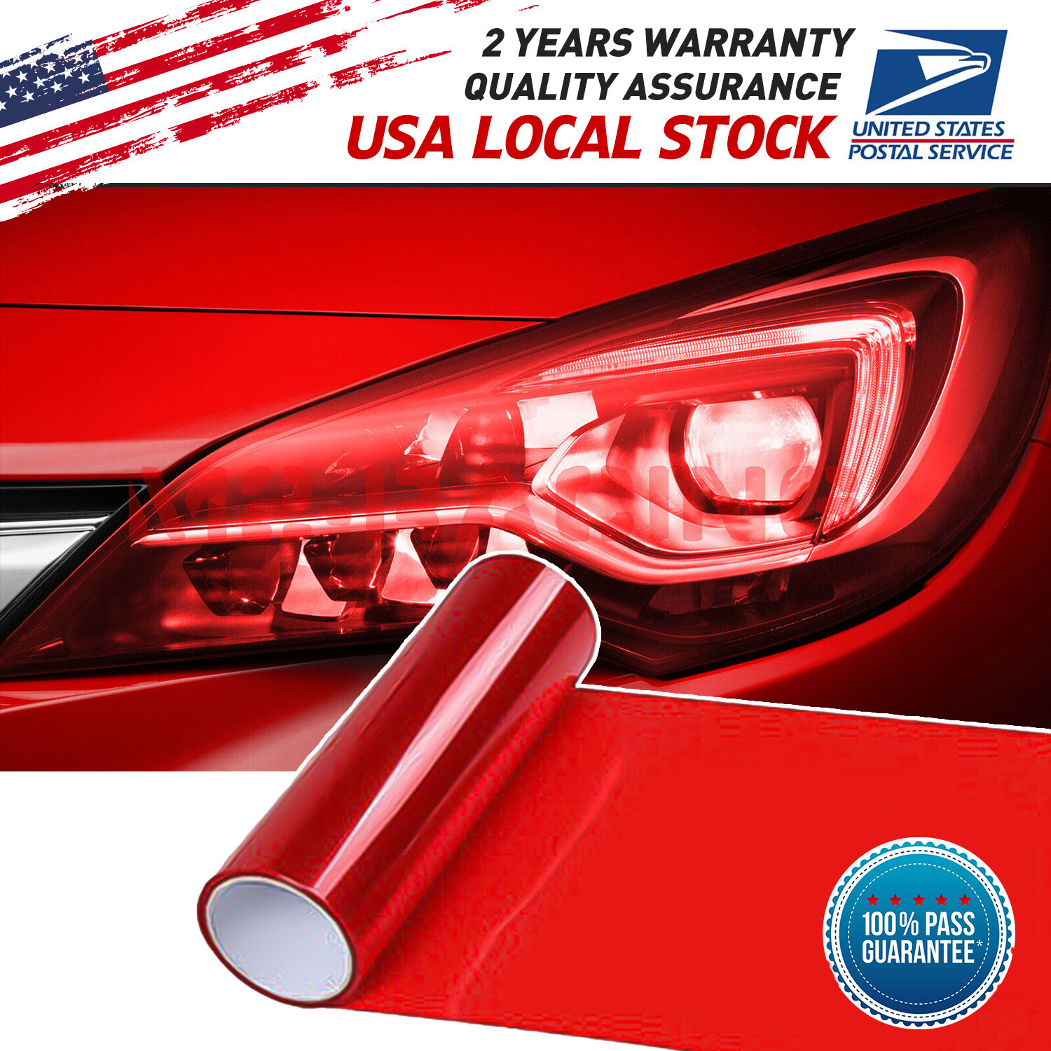 Gloss Red Smoke Headlight Taillight Fog Light Tint Vinyl Film Premium Glossy