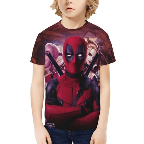 Deadpool Movie Superhero Kids T-Shirts Novelty Casual Short Sleeve Tee Tops Gift - Picture 35 of 45