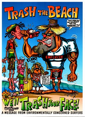 Surf Crazed Print Ad Ephemera Wall Art Decor by Gonzalez Trash The Beach