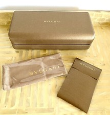 BVLGARI Sunglasses Eyeglasses Golden Hard Case W/ Cleaning Cloth, Certification